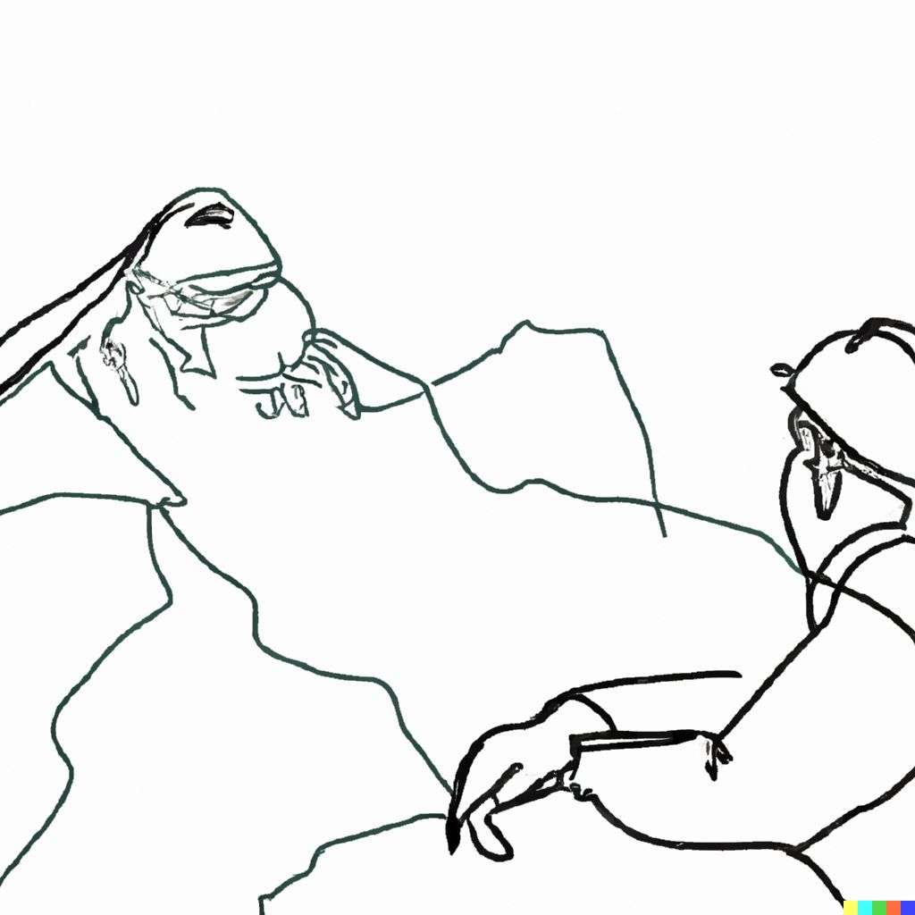 someone gazing at Mount Everest, one-line drawing
